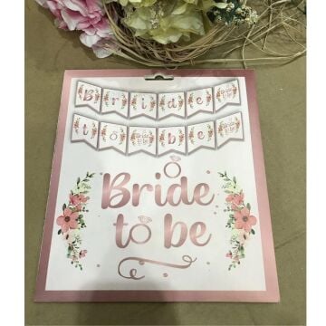 BRİDE TO BE ÇİÇEKLİ ZİKZAK BANNER