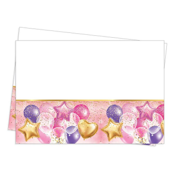 UÇAN BALONLAR PEMBE MASA ÖRTÜSÜ