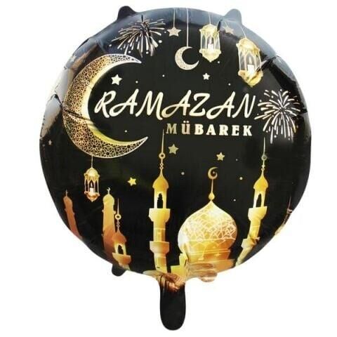 18'' SİYAH RAMAZAN YUVARLAK FOLYO BALON
