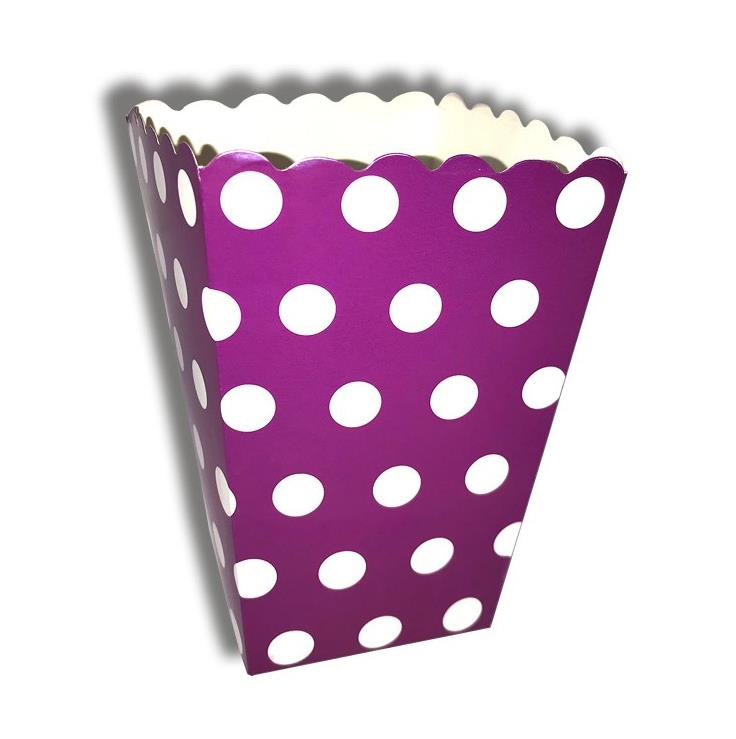 Popcorn Kutusu Mor-Beyaz Puantiyeli