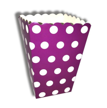 Popcorn Kutusu Mor-Beyaz Puantiyeli