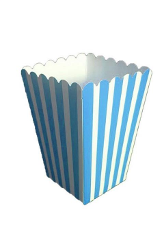 Popcorn Kutusu Mavi-Beyaz Çizgili