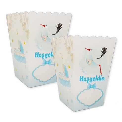Popcorn Kutusu Hoşgeldin Bebeğim Mavi