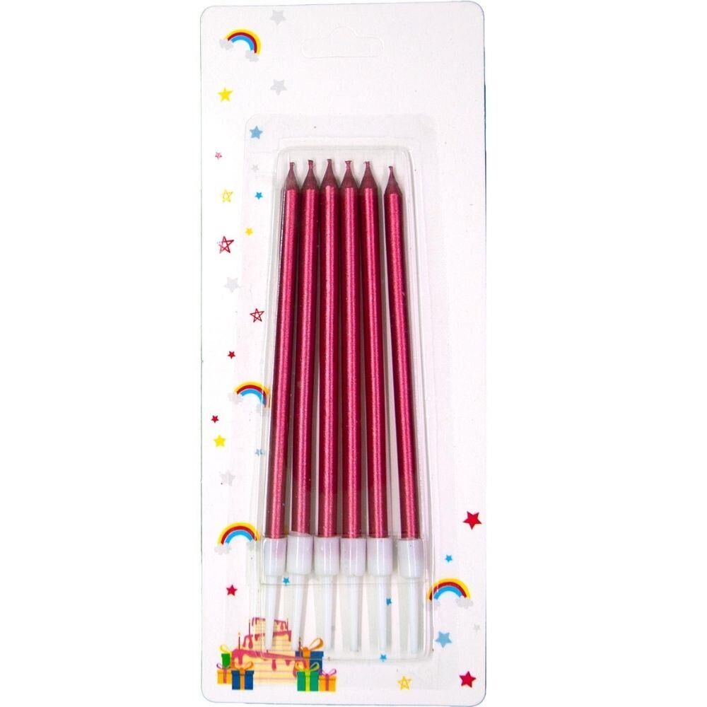 6 LI KIRMIZI  MUM 13 CM ALTLIKLI