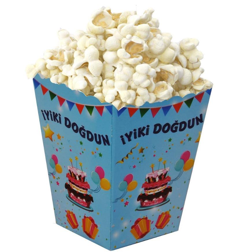 Popcorn Kutusu İyiki Doğdun Mavi