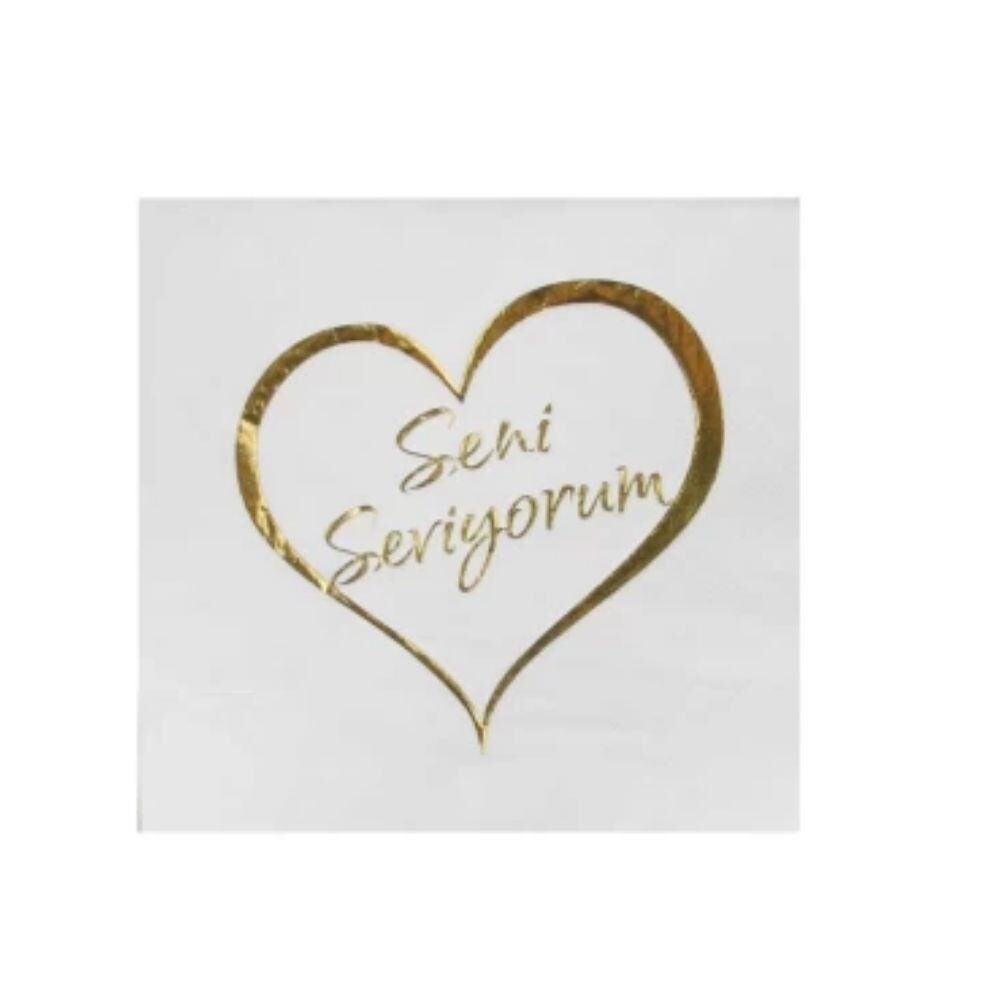 GOLD SENİ SEVİYORUM VARAK BASKILI KAĞIT PEÇETE