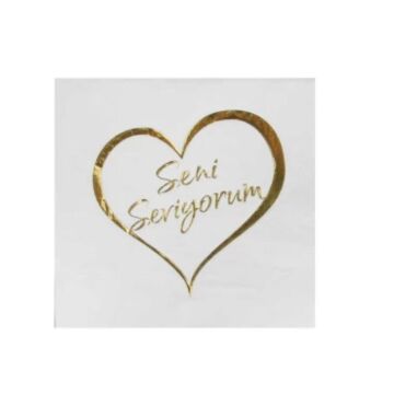 GOLD SENİ SEVİYORUM VARAK BASKILI KAĞIT PEÇETE