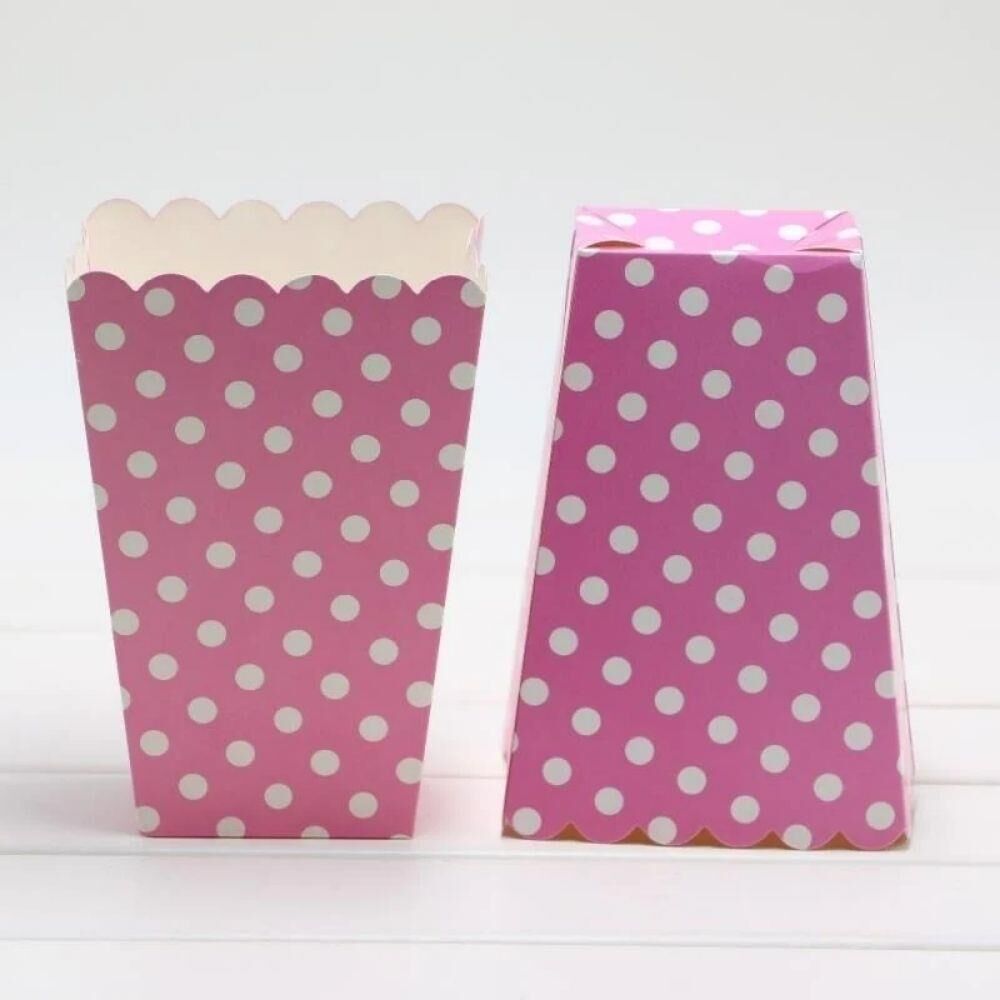POPCORN KUTUSU PEMBE BEYAZ PUANTİYELİ