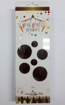 Yelpaze Kağıt Süs Set Siyah Gold Punatiyeli