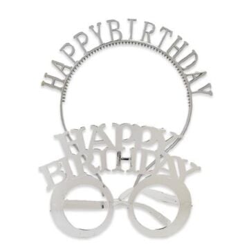 H.BIRTHDAY GÖZLÜK - TAÇ SET GÜMÜŞ