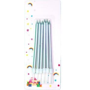 6 LI GÜMÜŞ MUM 13 CM ALTLIKLI