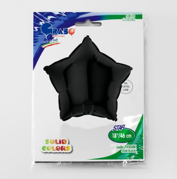 Yıldız Folyo Balon Siyah 45 Cm 18 İnch Grabo