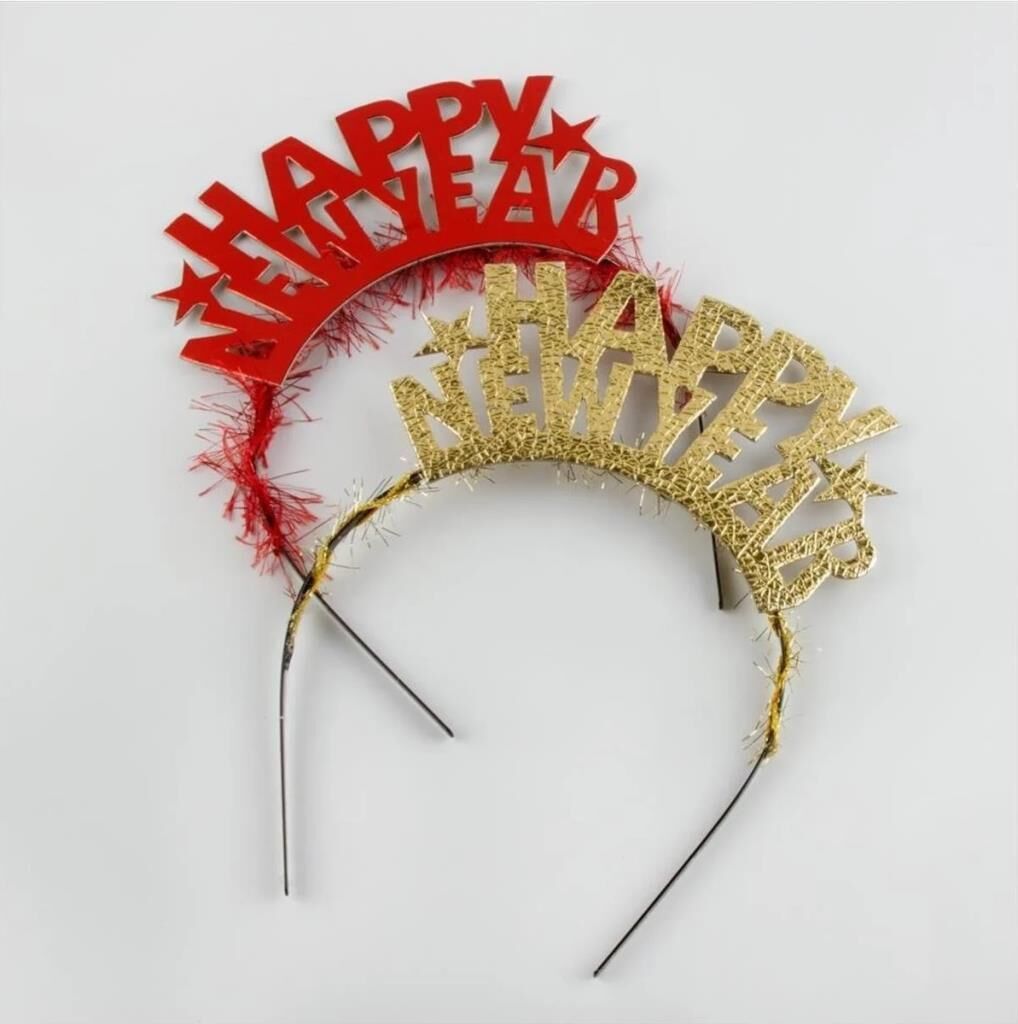 HAPPY NEW YEAR METAL PARTİ TAÇ RENKLİ