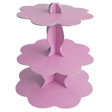 3 KATLI CUPCAKE STANDI PEMBE