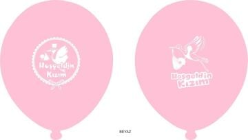 Hoşgeldin Kızım Baskılı Balon Pembe Renk 100 Adet (Hbk)