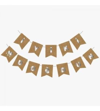 ECO KRAFT-GÜMÜŞ  BASKILI İYİ Kİ DOĞDUN BAYRAK SET