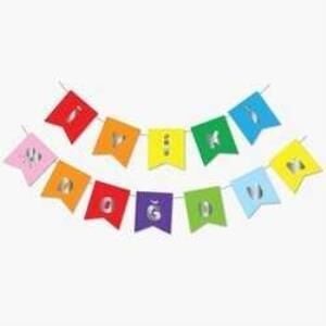 ECO RENKLİ-GÜMÜŞ BASKILI H.BIRTHDAY BAYRAK SET