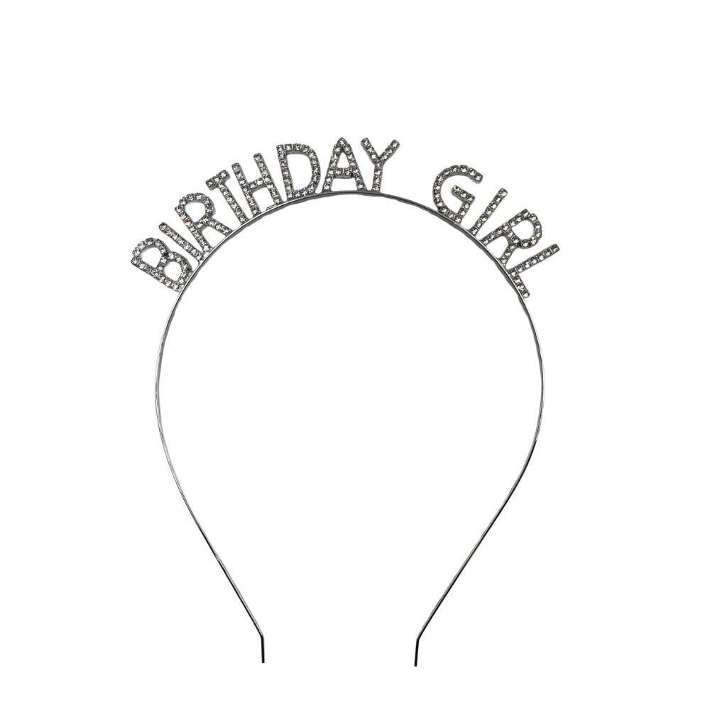 METAL TAŞLI TAÇ BIRTHDAY GIRL GÜMÜŞ