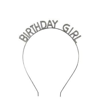 METAL TAŞLI TAÇ BIRTHDAY GIRL GÜMÜŞ