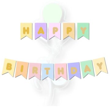 ECO RENKLİ-GOLD BASKILI H.BIRTHDAY BAYRAK SET