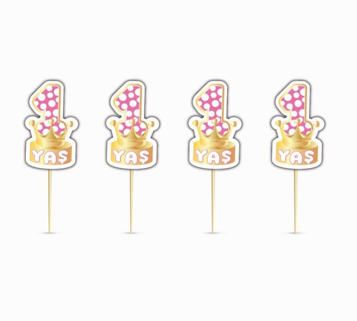 1 Yaş Pembe Gold Taçlı Kürdan