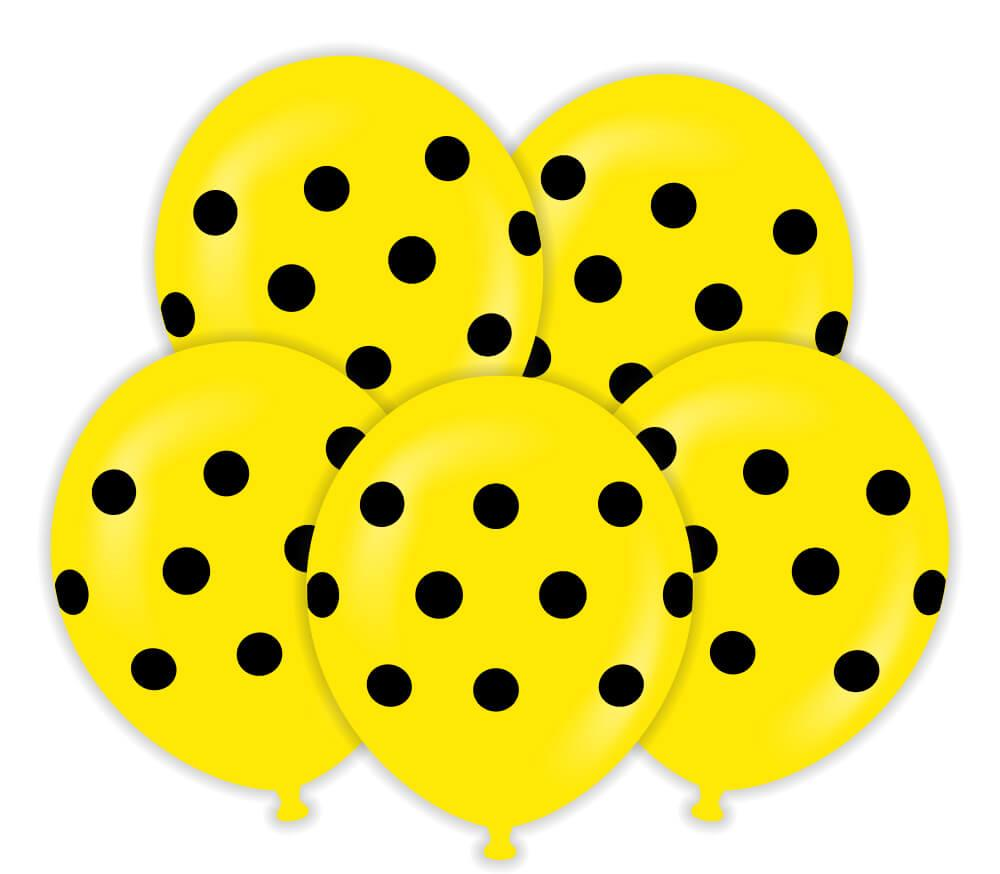 12'' SİYAH PUANTİYE BASKILI SARI BALON ( 25 Lİ )