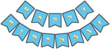 ECO MAVİ-GOLD BASKILI H.BIRTHDAY BAYRAK SET