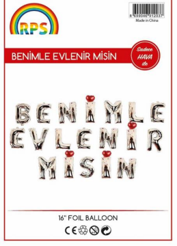 Benimle Evlenirmisin Folyo Balon Set (Kendin Şişir)