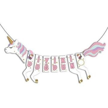 3D UNİCORN BANNER HAPPY BIRTHDAY