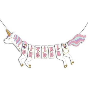 3D UNİCORN BANNER HAPPY BIRTHDAY