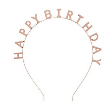 Metal Happy Birthday Taç Rosegold
