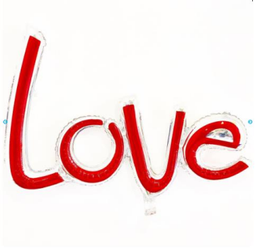 Love Folyo Balon Kırmızı-Gümüş (Kendin Şişir)