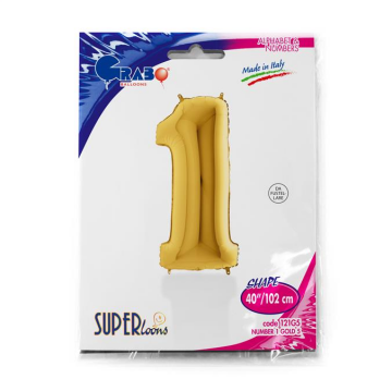 S/SHAPE FOİL BALON - NUMBER 1 GOLD