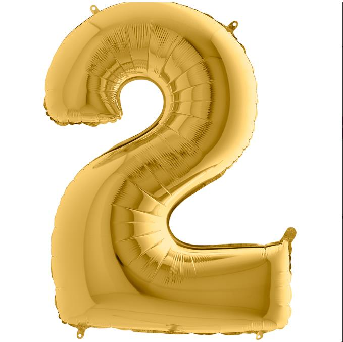 S/SHAPE FOİL BALON - NUMBER 2 GOLD