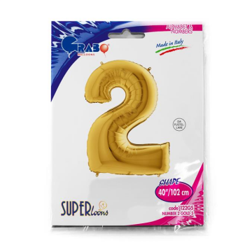 S/SHAPE FOİL BALON - NUMBER 2 GOLD