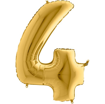 S/SHAPE FOİL BALON - NUMBER 4 GOLD