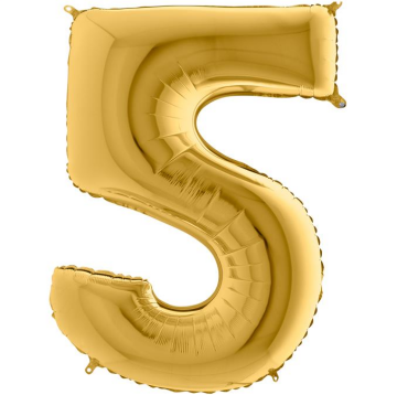 S/SHAPE FOİL BALON - NUMBER 5 GOLD