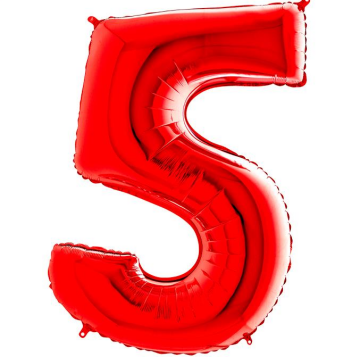 S/SHAPE FOİL BALON - NUMBER 5 RED