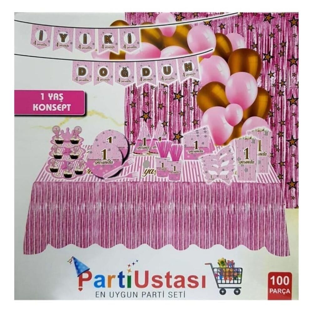 PARTİ SETİ BİR YAŞ PEMBE
