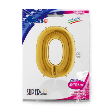 S/SHAPE FOİL BALON - NUMBER 0 GOLD