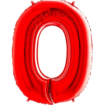 S/SHAPE FOİL BALON - NUMBER 0 RED