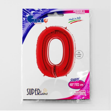 S/SHAPE FOİL BALON - NUMBER 0 RED