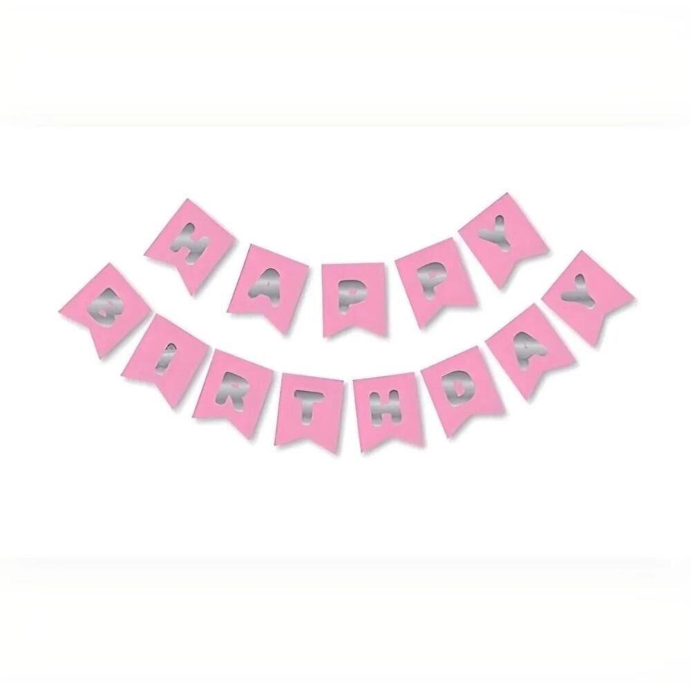 YALDIZLI PEMBE SİLVER HAPPY BANNER
