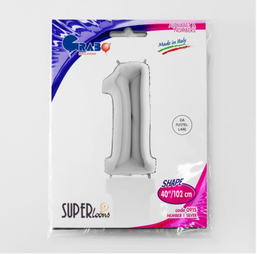 S/SHAPE FOİL BALON - NUMBER 1 SILVER