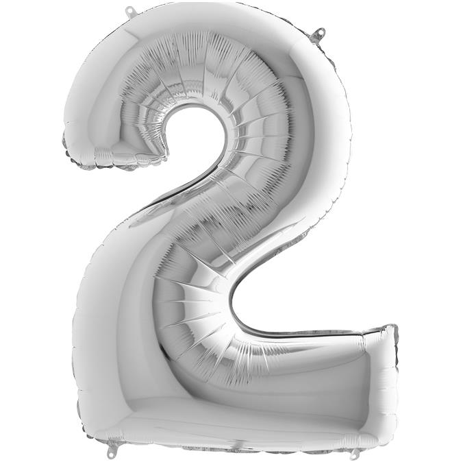 S/SHAPE FOİL BALON - NUMBER 2 SILVER