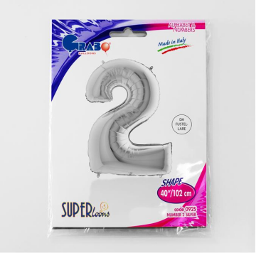 S/SHAPE FOİL BALON - NUMBER 2 SILVER
