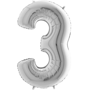 S/SHAPE FOİL BALON - NUMBER 3 SILVER