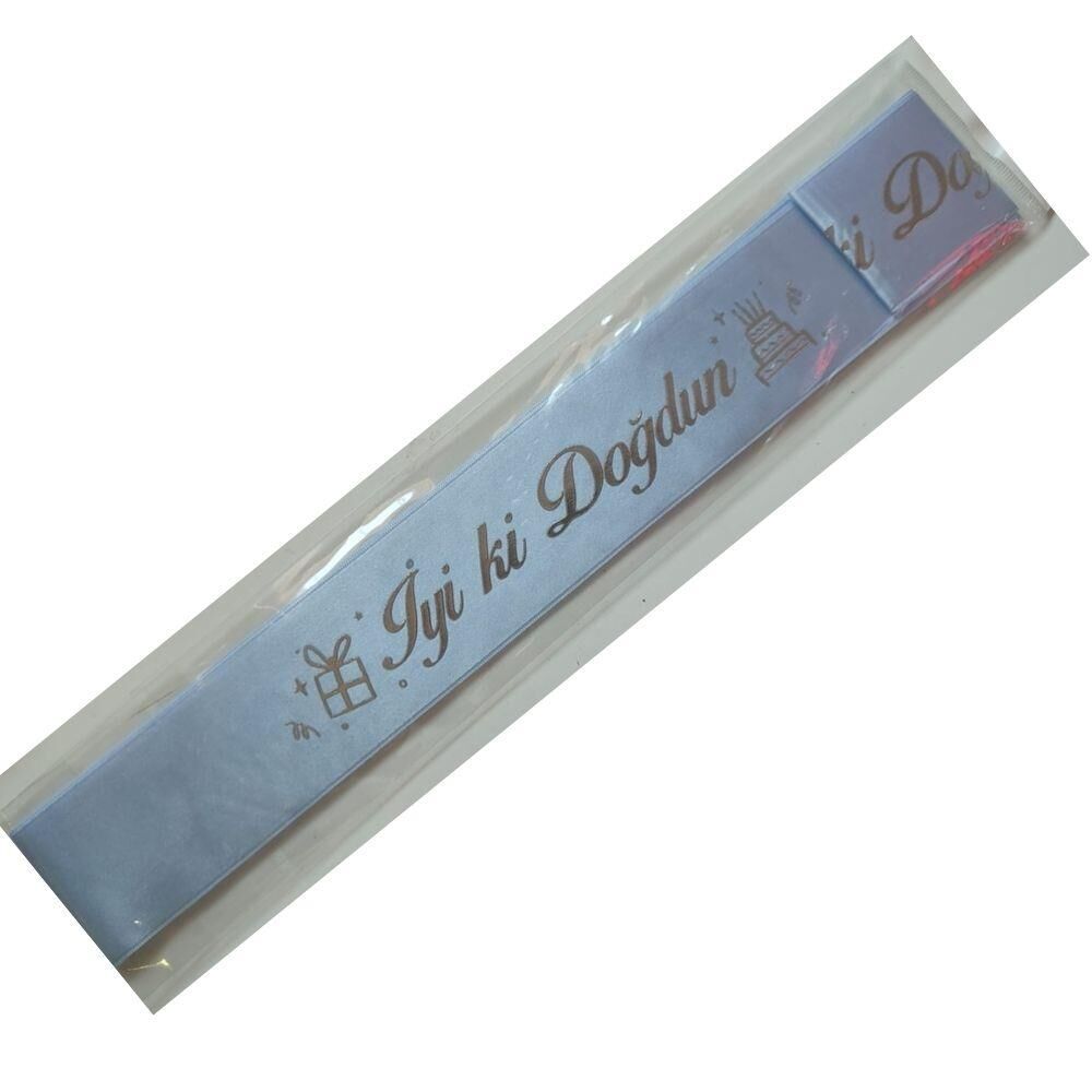 İYİ Kİ DOĞDUN BASKILI KUŞAK MAVİ GÜMÜŞ