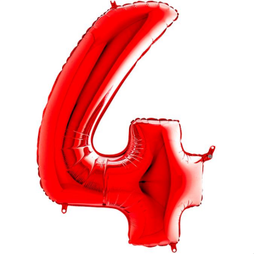 S/SHAPE FOİL BALON - NUMBER 4 RED