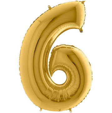 S/SHAPE FOİL BALON - NUMBER 6 GOLD